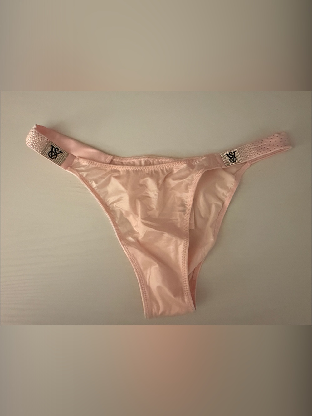 Victoria's Secret Pale Pink Brazilian Bikini Panty with Logo Trim